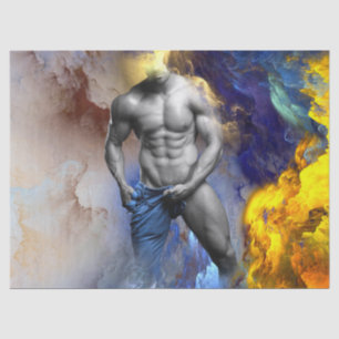 Papel De Seda Grito de la figura muscular masculina en escala de