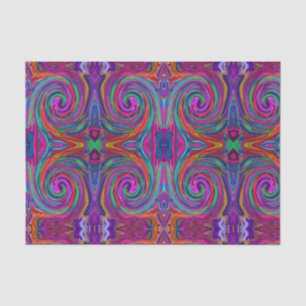 Papel De Seda Groovy Abstracto Retro Magenta Oscuro Remolino Arc