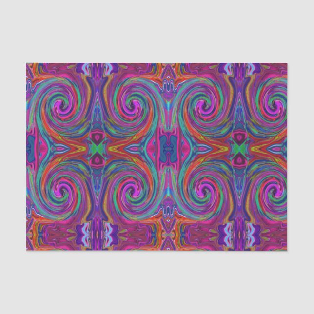 Papel De Seda Groovy Abstracto Retro Magenta Oscuro Remolino Arc (Anverso)
