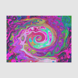 Papel De Seda Groovy Abstracto Retro Magenta Remolino de Arcoíri