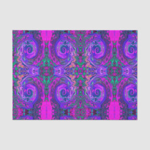 Papel De Seda Groovy Abstracto Retro Magenta y Remolino de Púrpu