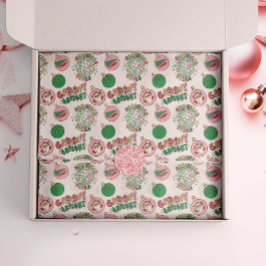 Papel De Seda Groovy and Bright Pink and Green Retro Holiday