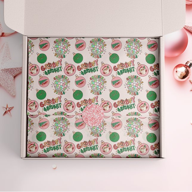 Papel De Seda Groovy and Bright Pink and Green Retro Holiday (Subido por el creador)