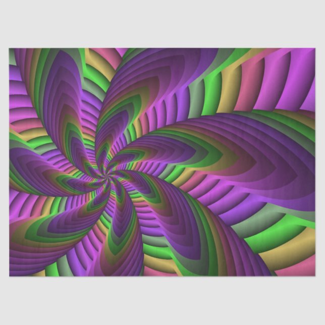 Papel De Seda Groovy Energetic Colorful Neon Fractal (Anverso)