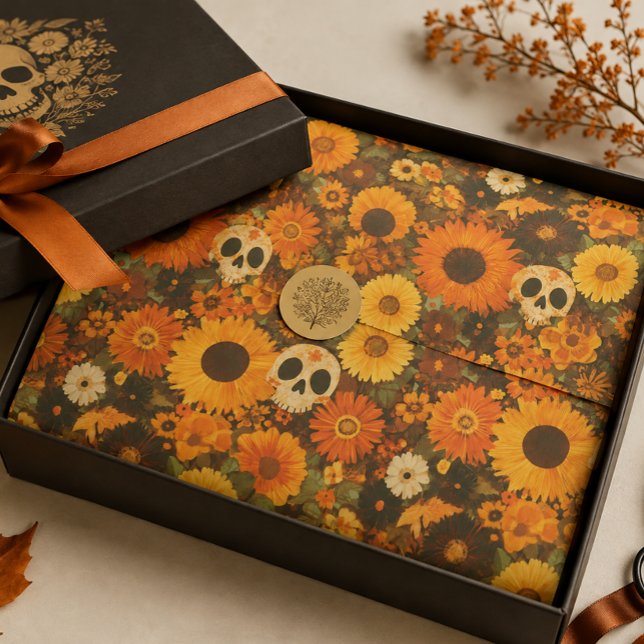 Papel De Seda Groovy Halloween Skull Floral  (Subido por el creador)