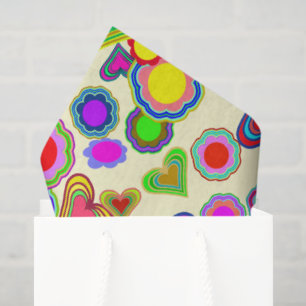 Papel De Seda Groovy Hearts Flowers
