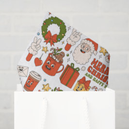 Papel De Seda Groovy Hippie Retro Merry Christmas Santa Funny