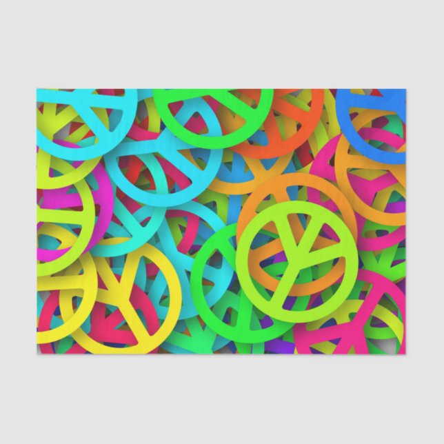 Papel De Seda Groovy Peace firma modelo arcoiris (Anverso)