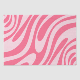 Papel De Seda Groovy Pink Wavy Loops Retro Resumen Patrón
