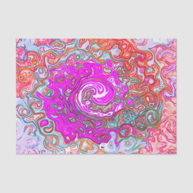 Papel De Seda Groovy púrpura y Naranja Resumen Swirl retro (Anverso)