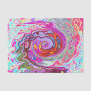 Papel De Seda Groovy Resumen Retro Pink caliente y Blue Swirl