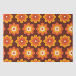Papel De Seda Groovy retro 70 patrón de flor boho hippie naranja