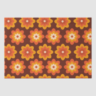Papel De Seda Groovy retro 70 patrón de flor boho hippie naranja