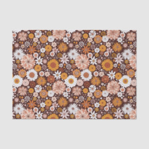 Papel De Seda Groovy Retro Flower Garden Pattern