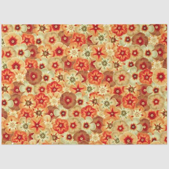 Papel De Seda Groovy Retro Naranja Hippie FlowPattern (Anverso)