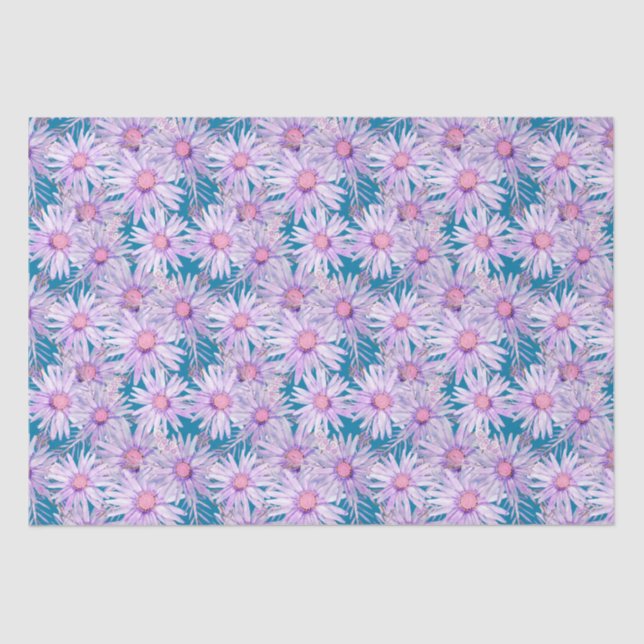 Papel De Seda Groovy Retro Purple Daisy Pattern (Anverso)