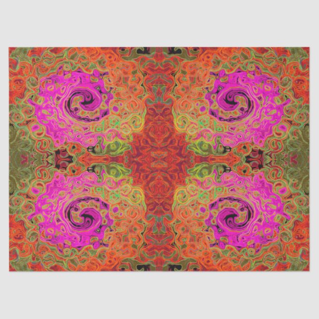 Papel De Seda Groovy Rosado Caliente Resumen Remoto Líquido (Anverso)