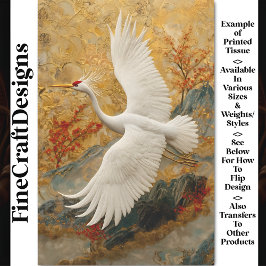 Papel De Seda Grúa y flores rojas bordadas BW5 Descodificación