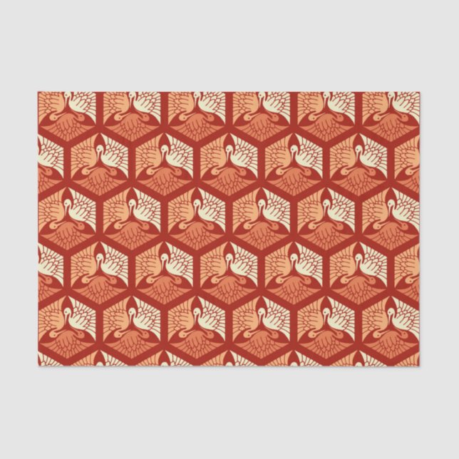 Papel De Seda Grúas, mandarín y anaranjado claro japoneses (Anverso)