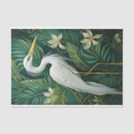 Papel De Seda Grulla Blanca y Gardenias, Tropical Elegante