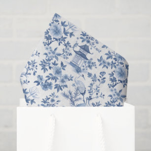 Papel De Seda Grulla Chinoiserie Decoupage Azul