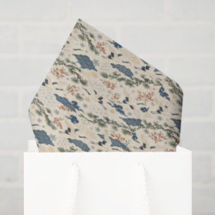 Papel De Seda Grulla Japonesa Pino Nevado Invierno Navidad