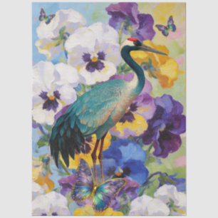 Papel De Seda Grulla Única de Acuarela Grande Decoupage de Muebl