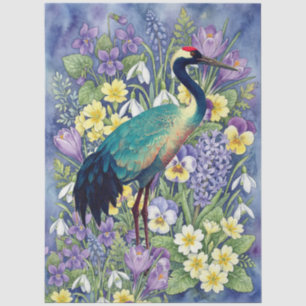 Papel De Seda Grulla Única de Acuarela Grande Decoupage de Muebl