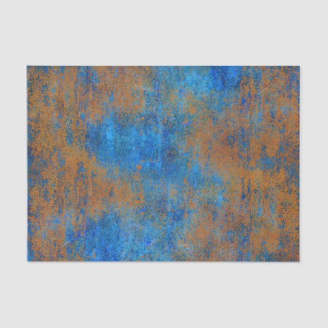 Papel De Seda Grunge Blue Copper Boho (Anverso)