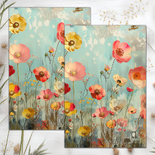 Papel De Seda GRUNGE Deteriorado DECUPAGE FLORAL