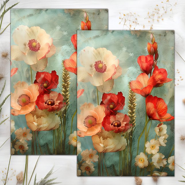 Papel De Seda GRUNGE Deteriorado DECUPAGE FLORAL (GRUNGE DISTRESSED FLORAL DECOUPAGE TISSUE PAPER)
