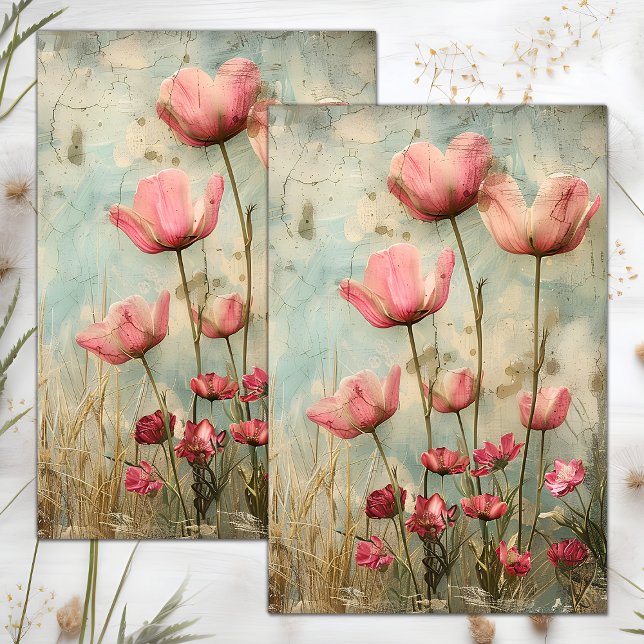 Papel De Seda GRUNGE Deteriorado DECUPAGE FLORAL (GRUNGE DISTRESSED FLORAL DECOUPAGE TISSUE PAPER)
