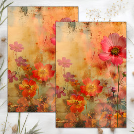 Papel De Seda GRUNGE Deteriorado Floral Decoupage
