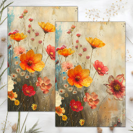 PAPEL DE SEDA GRUNGE FLORAL DECOUPAGE DISTROZADO
