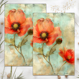 PAPEL DE SEDA GRUNGE FLORAL DECOUPAGE DISTROZADO