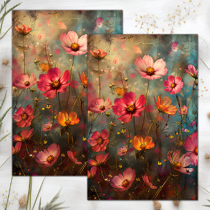 PAPEL DE SEDA GRUNGE FLORAL DECOUPAGE DISTROZADO