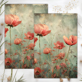PAPEL DE SEDA GRUNGE FLORAL DISTROZADO DECUPAGE