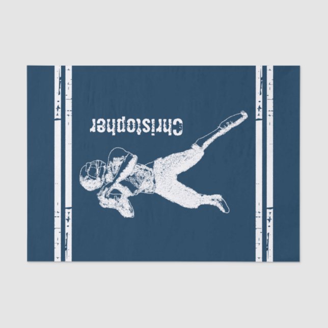 Papel De Seda Grunge Fútbol de fondo azul y blanco (Anverso)