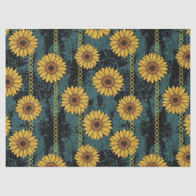 Papel De Seda Grunge Girasol y Cadena a Rayas (Anverso)