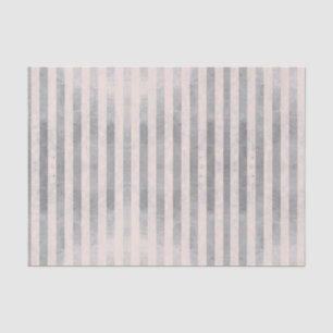 Papel De Seda Grunge Metallic Silver Blush Stripe Decoupage