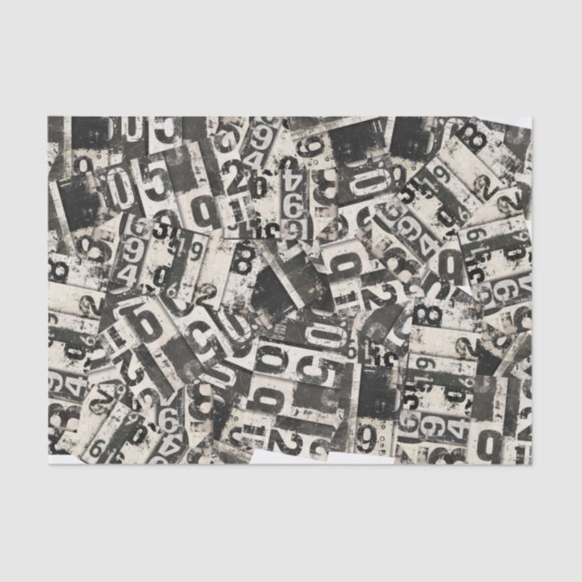 Papel De Seda Grunge Numbers Decoupage Scrapbook Collage Gift (Anverso)