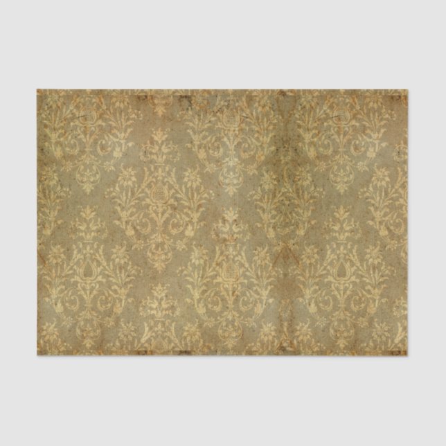 Papel De Seda Grunge, rústico, damasco, bronce, antigüedad, (Anverso)