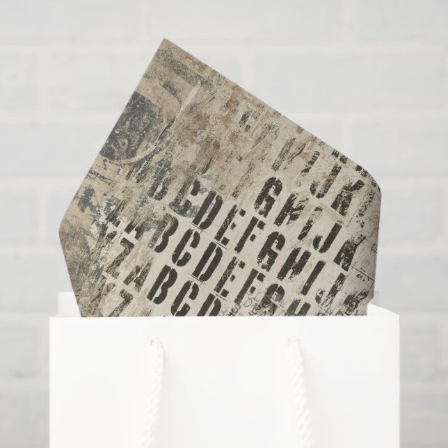 Papel De Seda Grunge Tissue Paper with Letters and Numbers (Bolsa de regalo)