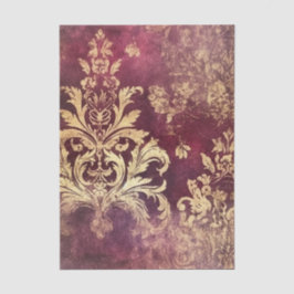 Papel De Seda Grungy Burgundy and Gold Damask Pattern