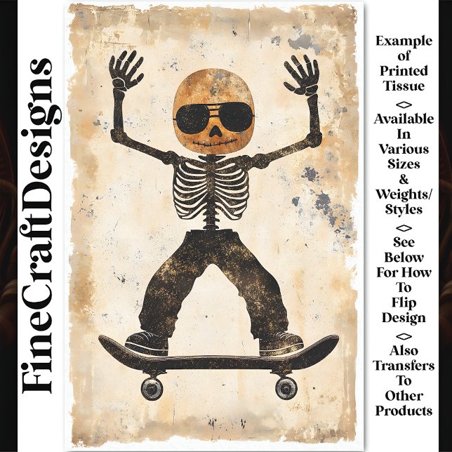 Papel De Seda Grungy Edgy Skateboarding Skeleton AJ9 Decoupage (Subido por el creador)