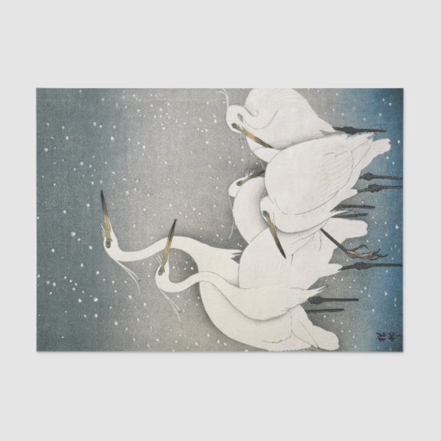Papel De Seda Grupo de Egrets, 1925-1936, por Ohara Koson (Anverso)