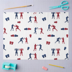 Papel De Seda Guantes de boxeo rojos y azules Patrón de boxeador