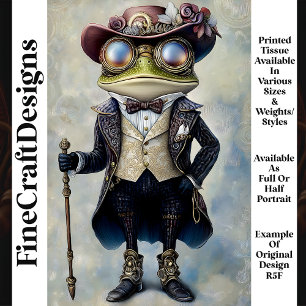 Papel De Seda Guay Antropomorfo Steampunk Frog R5F Decoupage