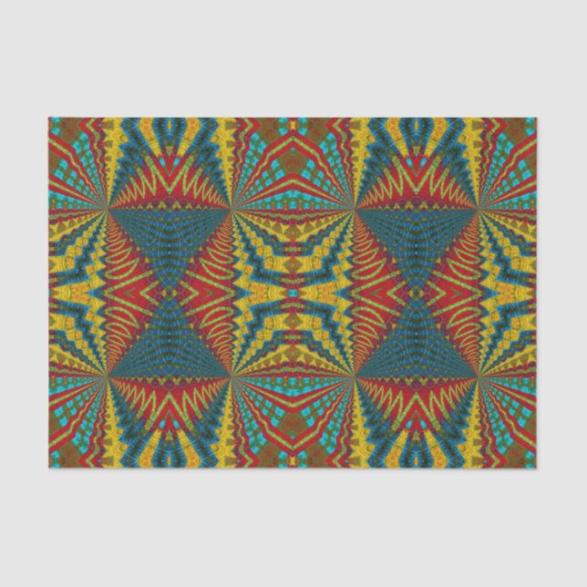 Papel De Seda Guay Blue Red Yellow Retro Geométrica Ethbal (Anverso)