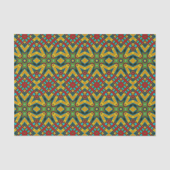 Papel De Seda Guay Blue Red Yellow Retro Geométrica Ethbal (Anverso)